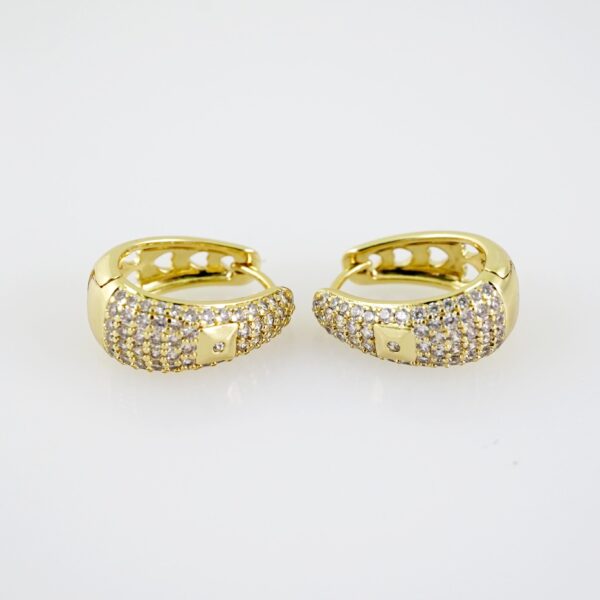 E2037 Earrings - Aretes - Zircon Stone - 14K Real Color