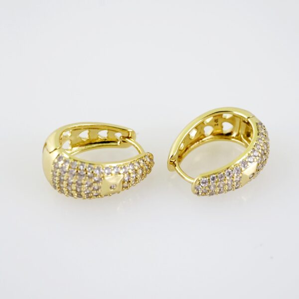 E2037 Earrings - Aretes - Zircon Stone - 14K Real Color