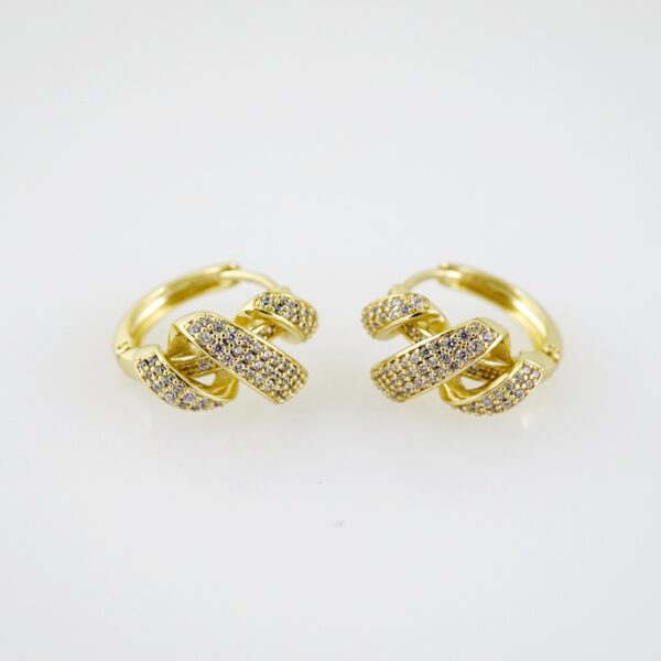 E2038 Earrings - Aretes - Zircon Stone - 14K Real Color