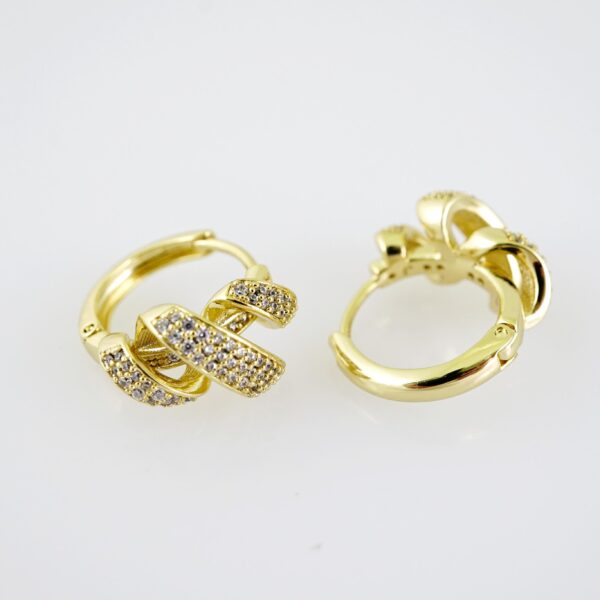 E2038 Earrings - Aretes - Zircon Stone - 14K Real Color