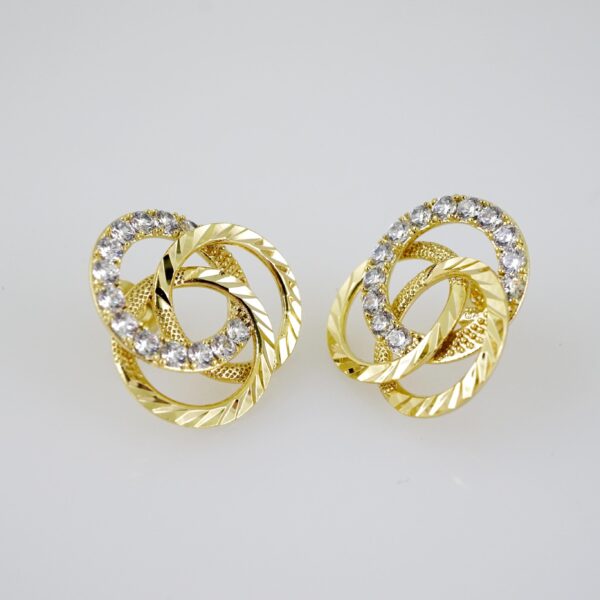E2040 Earrings - Aretes - Zircon Stone - 14K Real Color