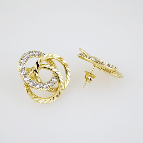 E2040 Earrings - Aretes - Zircon Stone - 14K Real Color - Image 2