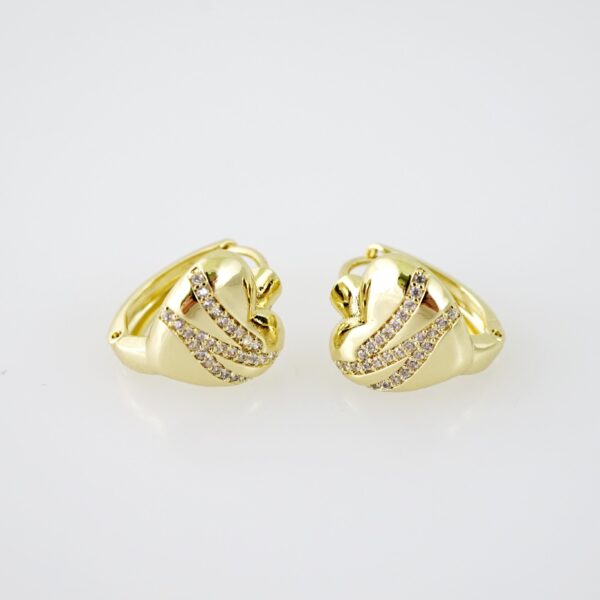 E2044 Earrings - Aretes - Zircon Stone - 14K Real Color