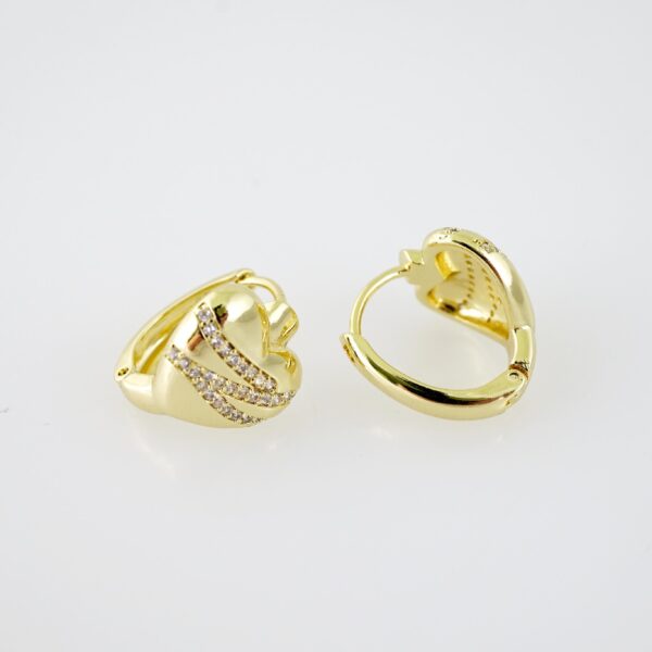 E2044 Earrings - Aretes - Zircon Stone - 14K Real Color