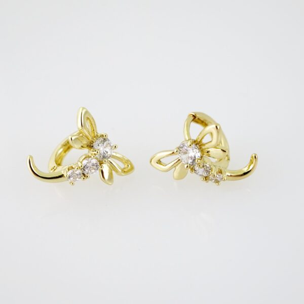 E2051 Earrings - Aretes - Zircon Stone - 14K Real Color
