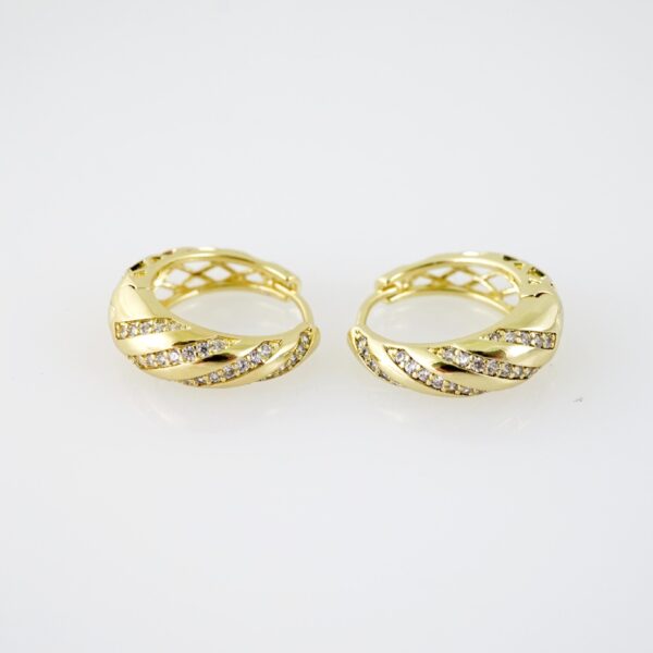 E2052 Earrings - Aretes - Zircon Stone - 14K Real Color