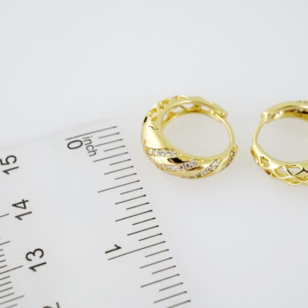 E2052 Earrings - Aretes - Zircon Stone - 14K Real Color - Image 3