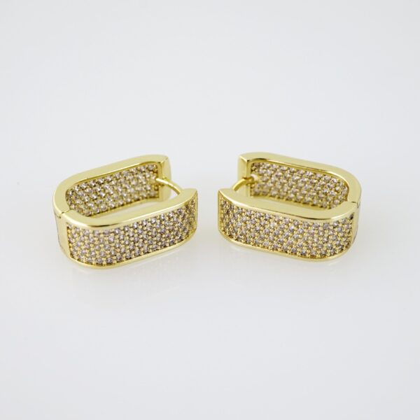 E2055 Earrings - Aretes - Zircon Stone - 14K Real Color