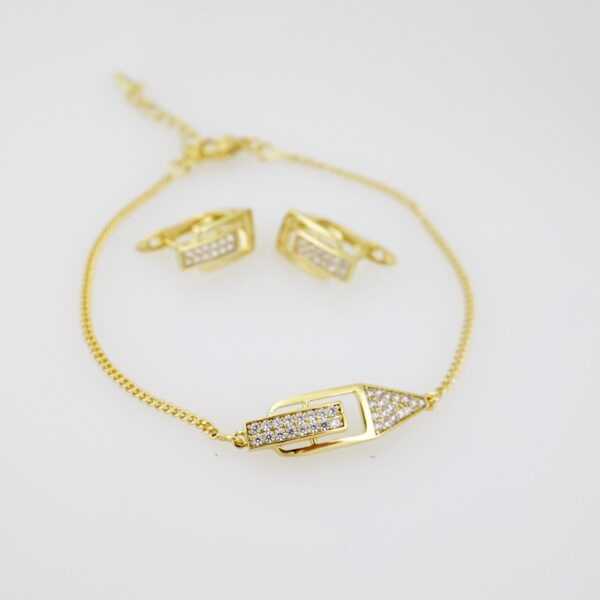 SET1539 Cadenas - Colgante - Manilla - Aretes - Chain W - Pendants- Earrings Bracelet - 14K Real Color - Zircon Stone - 2mmx45cm - Image 2