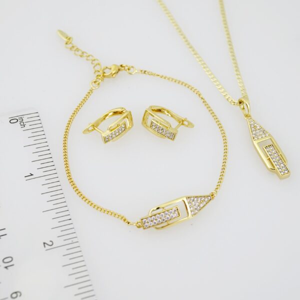 SET1539 Cadenas - Colgante - Manilla - Aretes - Chain W - Pendants- Earrings Bracelet - 14K Real Color - Zircon Stone - 2mmx45cm - Image 3