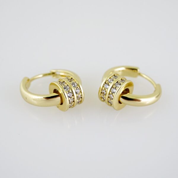 E2058 Earrings - Aretes - Zircon Stone - 14K Real Color