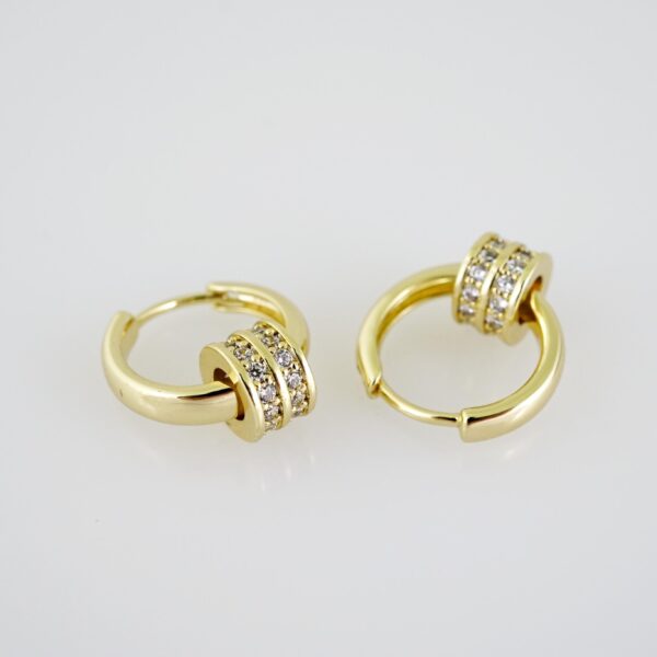 E2058 Earrings - Aretes - Zircon Stone - 14K Real Color