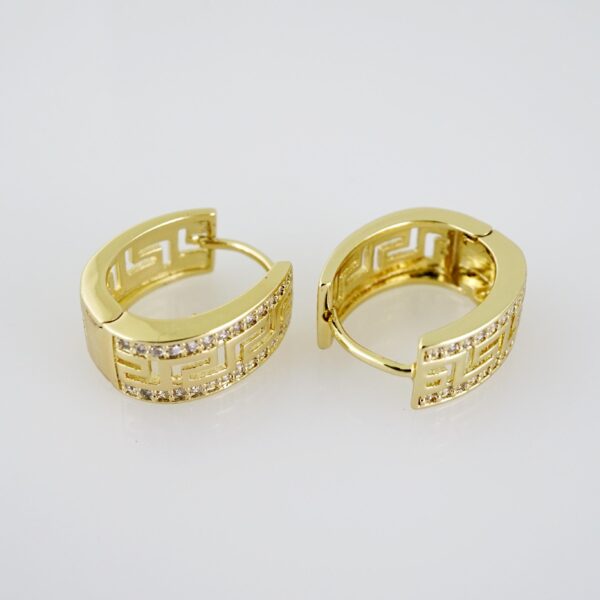 E2062 Earrings - Aretes - Zircon Stone - 14K Real Color