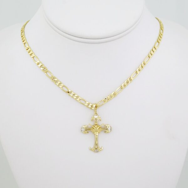 SET1557 Cadenas & Colgantes - Chain - Pendants -  14K Real Color - Zircon Stone - 3mmX45cm - Figaro