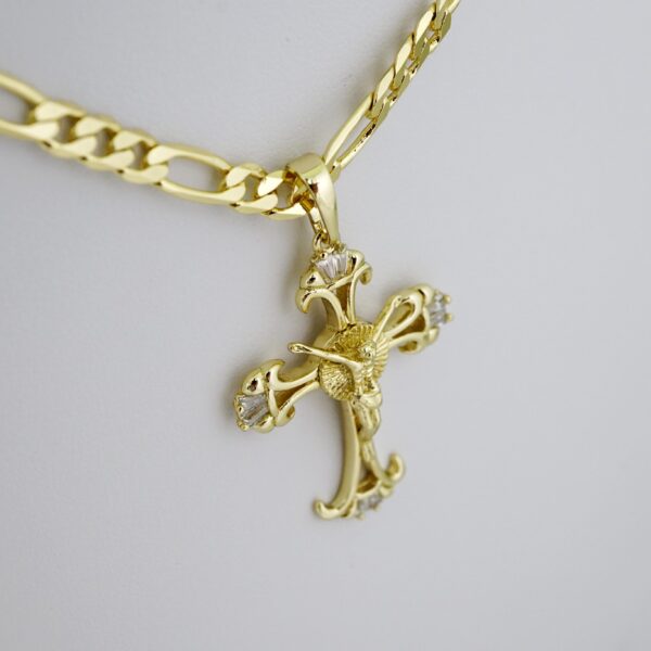 SET1557 Cadenas & Colgantes - Chain - Pendants -  14K Real Color - Zircon Stone - 3mmX45cm - Figaro
