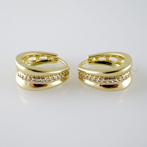 E2068 Earrings - Aretes - Zircon Stone - 14K Real Color