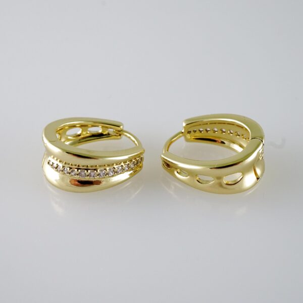 E2068 Earrings - Aretes - Zircon Stone - 14K Real Color