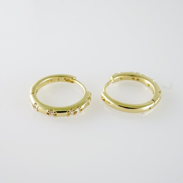 E2069 Earrings - Aretes - Zircon Stone - 14K Real Color