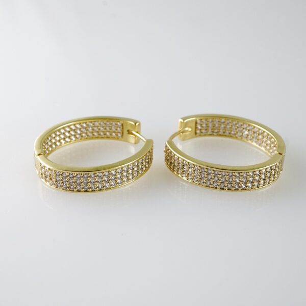 E2073 Earrings - Aretes - Zircon Stone - 14K Real Color
