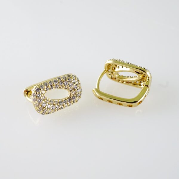E2075 Earrings - Aretes - Zircon Stone - 14K Real Color