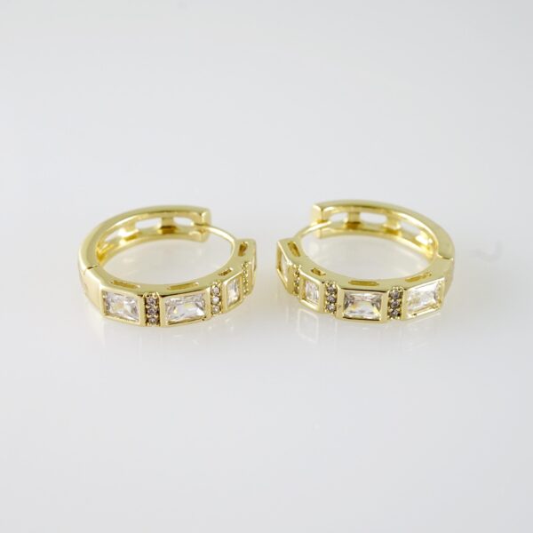 E2078 Earrings - Aretes - Zircon Stone - 14K Real Color