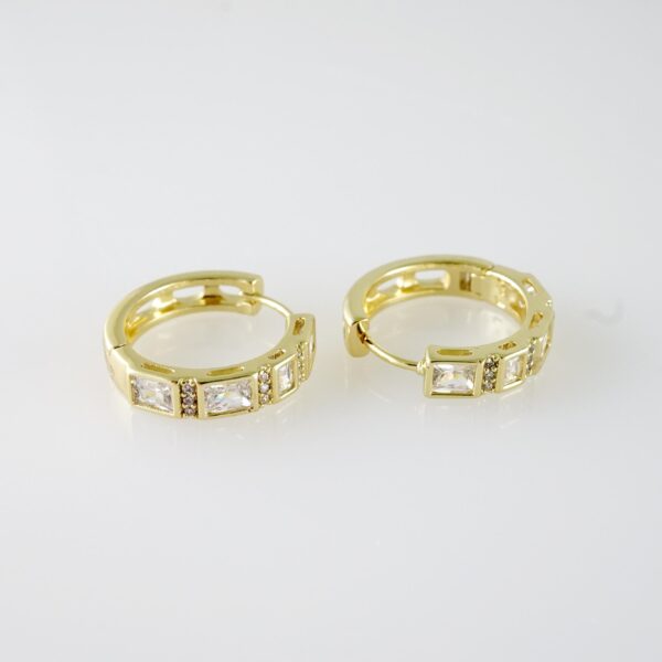 E2078 Earrings - Aretes - Zircon Stone - 14K Real Color