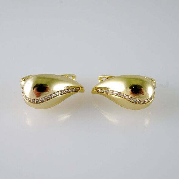 E2079 Earrings - Aretes - Zircon Stone - 14K Real Color