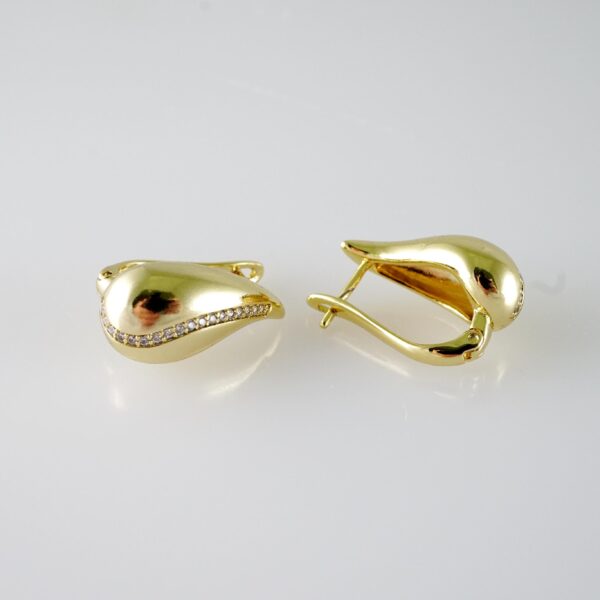 E2079 Earrings - Aretes - Zircon Stone - 14K Real Color