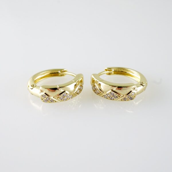 E2080 Earrings - Aretes - Zircon Stone - 14K Real Color