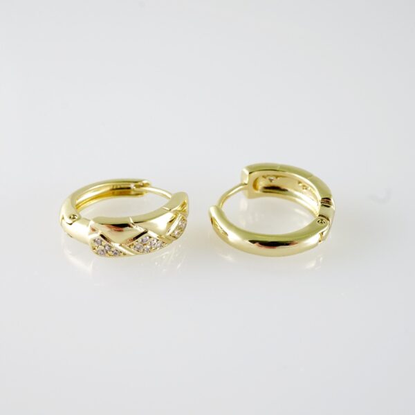 E2080 Earrings - Aretes - Zircon Stone - 14K Real Color