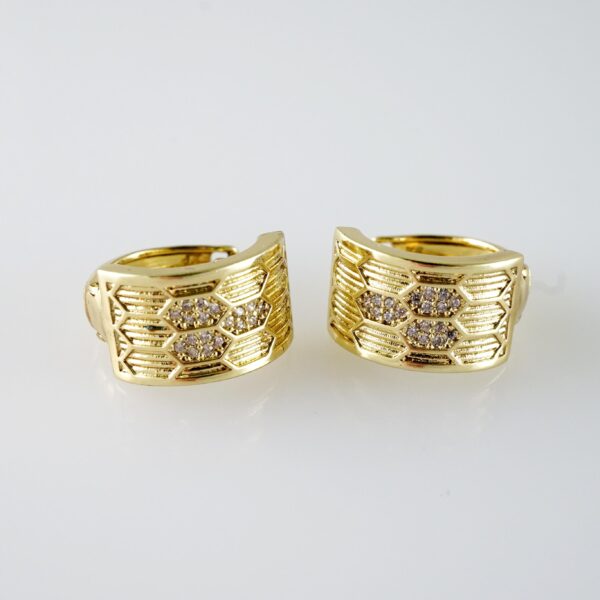 E2084 Earrings - Aretes - Zircon Stone - 14K Real Color