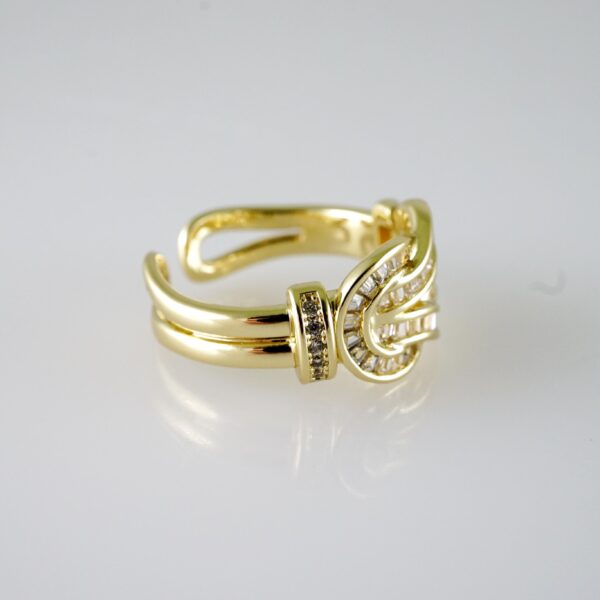 R707  RING - ANILLO - Zircon Stone - 14K Real Color - Ajustable - Image 2