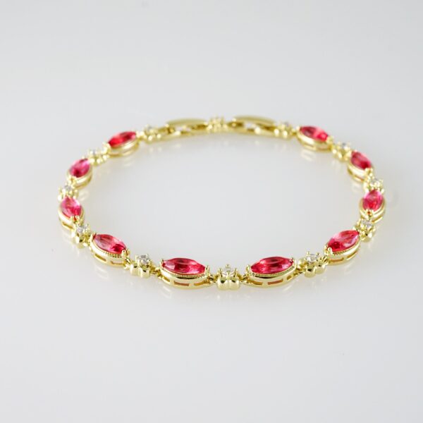 B1446 Bracelet - Pulseras - Zircon Stone - 14K Real Color - Red