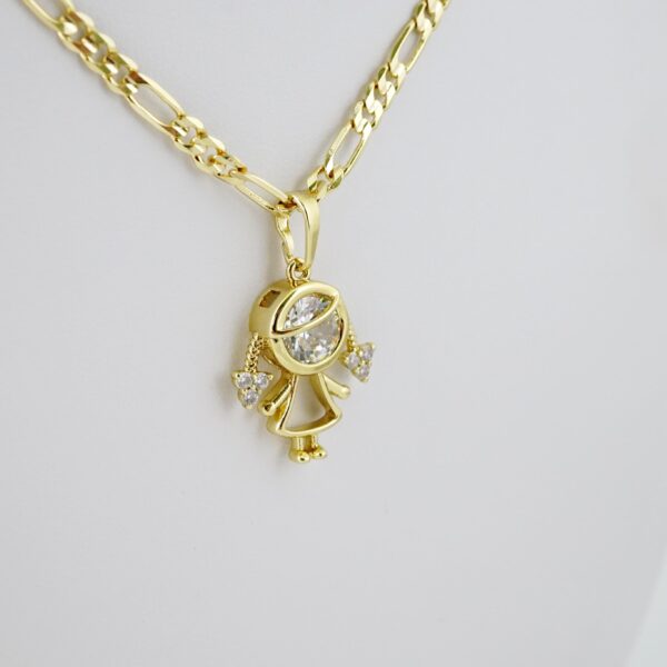 SET1568 Cadenas - Colgante -  Chain W - Pendants - 14K Real Color - Zircon Stone - 3mmX55cm Figaro
