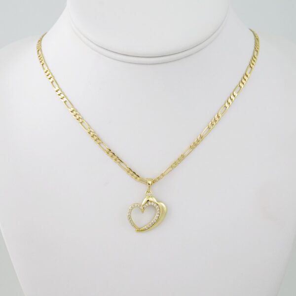 SET1577 Cadenas - Colgante -  Chain W - Pendants - 14K Real Color - Zircon Stone - 3mmX60cm Figaro