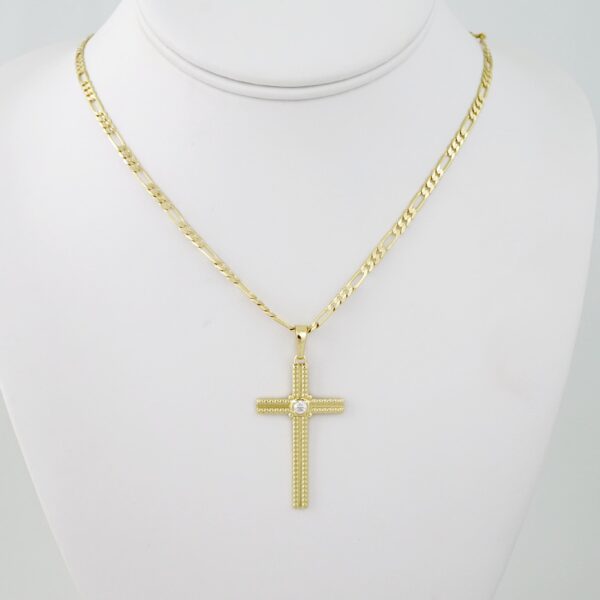SET1578 Cadenas - Colgante -  Chain W - Pendants - 14K Real Color - Zircon Stone - 3mmX60cm Figaro