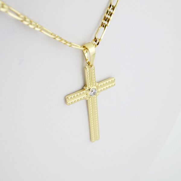 SET1578 Cadenas - Colgante -  Chain W - Pendants - 14K Real Color - Zircon Stone - 3mmX60cm Figaro