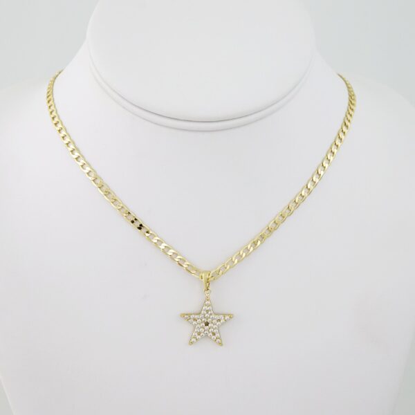 SET1586 Cadenas - Colgante -  Chain W - Pendants - 14K Real Color - Zircon Stone - 3mmX60cm