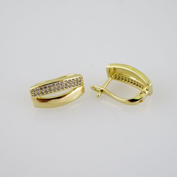 E2089 Earrings - Aretes - Zircon Stone - 14K Real Color
