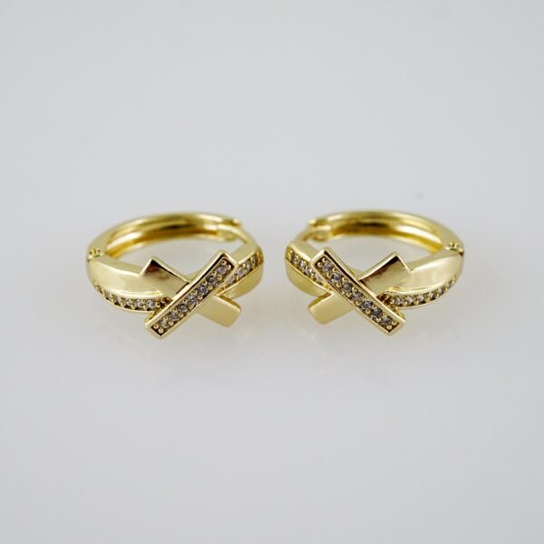 E2090 Earrings - Aretes - Zircon Stone - 14K Real Color