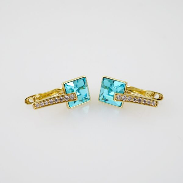 E2092 Earrings - Aretes - Zircon Stone - 14K Real Color