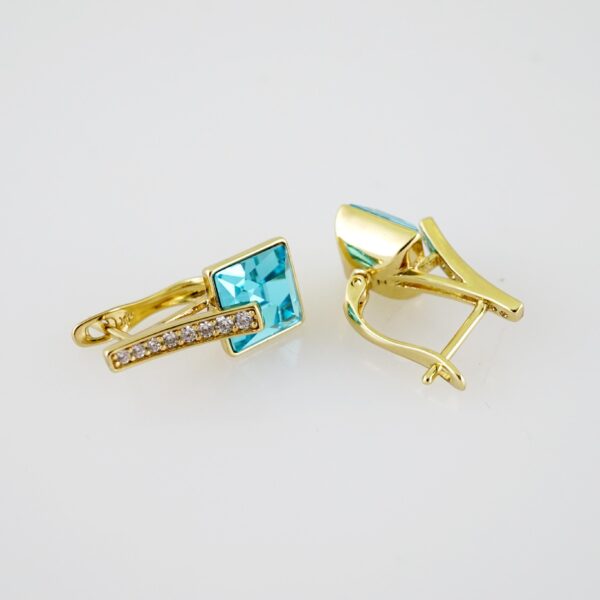 E2092 Earrings - Aretes - Zircon Stone - 14K Real Color