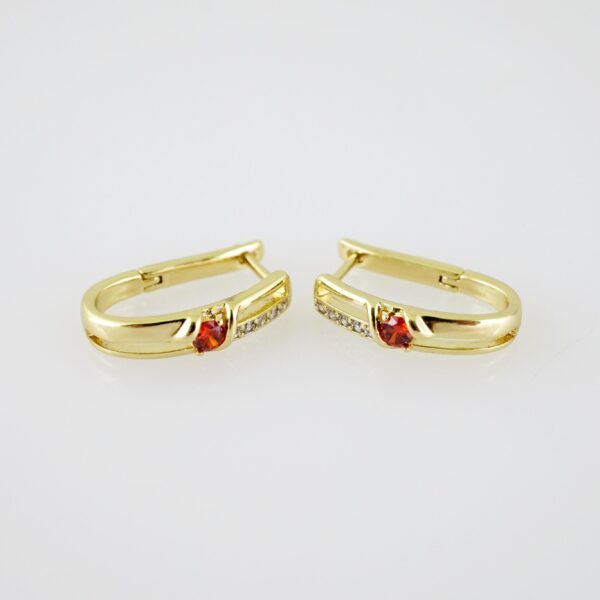 E2093 Earrings - Aretes - Zircon Stone - 14K Real Color