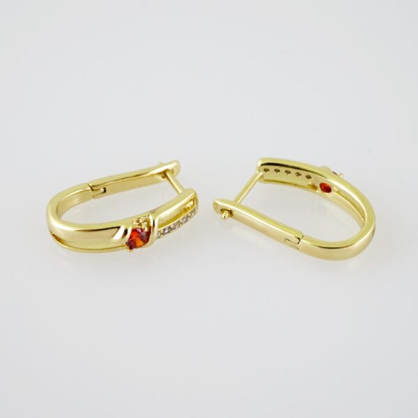 E2093 Earrings - Aretes - Zircon Stone - 14K Real Color