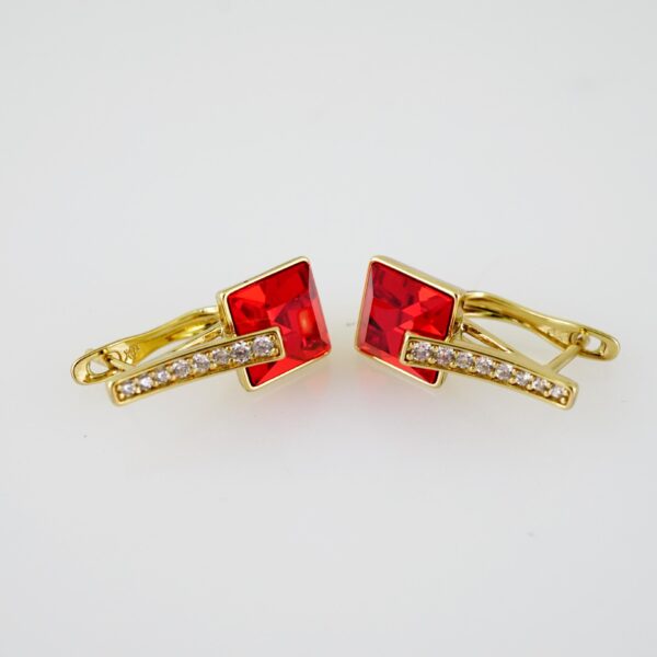 E2091 Earrings - Aretes - Zircon Stone - 14K Real Color