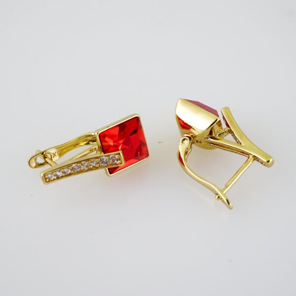 E2091 Earrings - Aretes - Zircon Stone - 14K Real Color