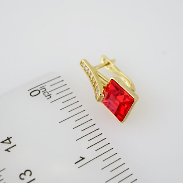 E2091 Earrings - Aretes - Zircon Stone - 14K Real Color