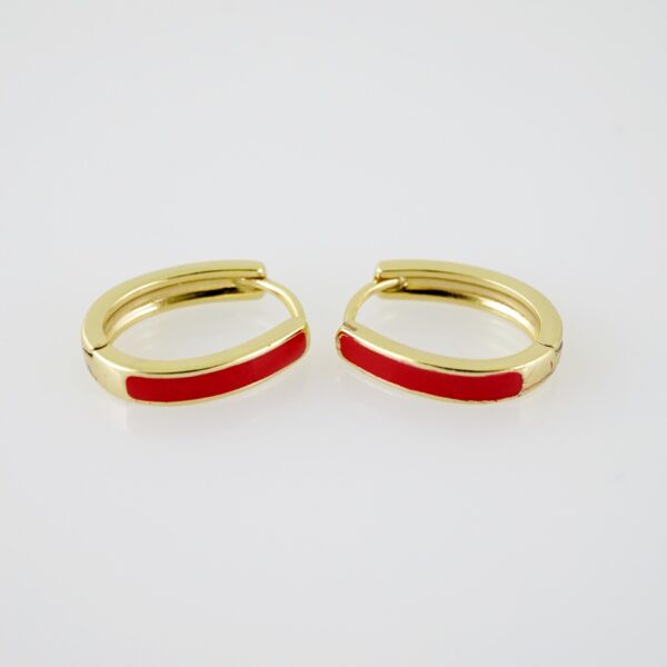 E2094 Earrings - Aretes - Plain - 14K Real Color - Red