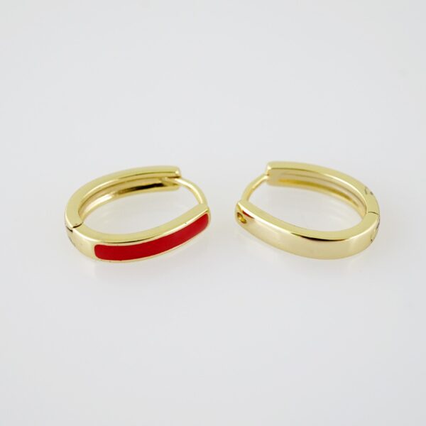 E2094 Earrings - Aretes - Plain - 14K Real Color - Red