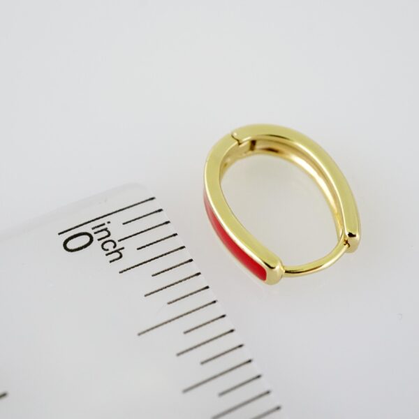 E2094 Earrings - Aretes - Plain - 14K Real Color - Red